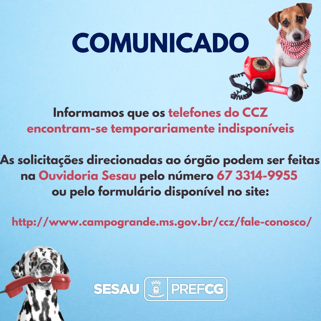 comunicado sesau telefones ccz zoonose