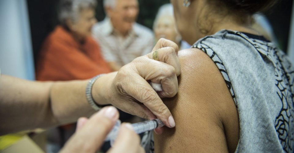 Idosos são vacinados em estação de metrô em Brasília, durante o dia D da Campanha Nacional de Vacinação contra Gripe de 2014 que começou na última terça-feira (22) vai até 9 de maio  (Marcelo Camargo/Agência Brasil)