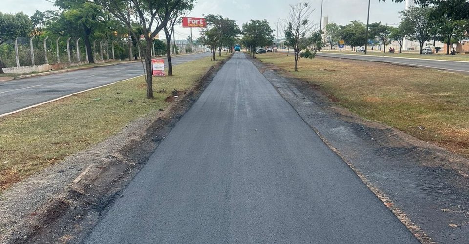 trecho da obra da ciclovia na Avenida Gury Marques. Foto: Reprodução/Prefeitura de Campo Grande