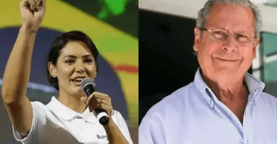 Ex-primeira-dama Michelle Bolsonaro (PL) pode ser uma candidata à Presidência competitiva, afirma José Dirceu. - Foto 1: redes sociais/Damares Alves | Foto 2: Marcelo Camargo/Agência Brasil