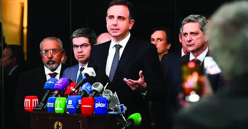 Foto: Presidente do Senado,
Rodrigo Pacheco,
defendeu, na segundafeira, tempo de mandato
aos ministros do STF/Marcos Oliveira/Agência Senado